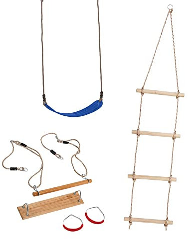 WICKEY Set di accessori per altalena – accessori per altalena, torre di gioco, struttura per arrampicata e attrezzi da giardino composto da sedile a dondolo elastico, set di attrezzi da ginnastica e