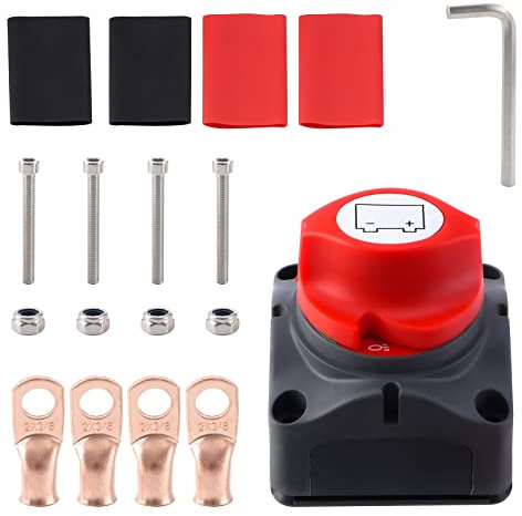 Pindex Batterieschalter 12V 24V 48V, Batterie Trennschalter 300A Hauptschalter Stromschalter 1-2-Both-OFF für Wohnwagen Motorrad Auto LKW Boot Marine Caravan