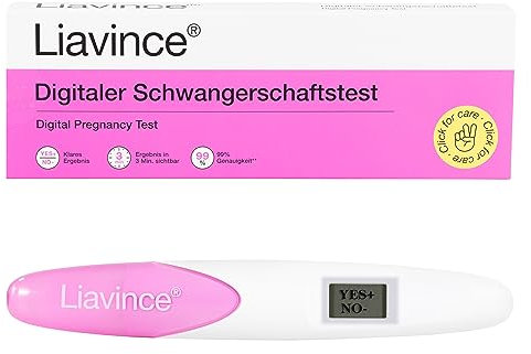 Liavince Digitaler Schwangerschaftstest, Über 99% Genauigkeit, Digitale Anzeige, Klares Ergebnis in Worten, Schnellerkennung in 3 Minuten, hCG Nachweis, Schnell und zuverlässig