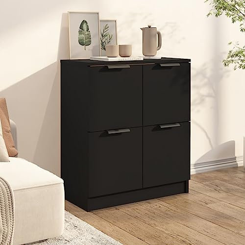 Natulvd Freistehender Barschrank mit Türen, modernes Küchen-Sideboard Buffet Aufbewahrungsschrank für Küche, Esszimmer, Wohnzimmer, Flur – Schwarz