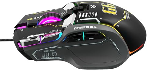 Fesjoy Mouse Meccanico G6 RGB a 12 Tasti Mosue da Gioco cablato Design ergonomico ro a 10 Tasti Impostazione programmabile DPI Regolabile a 6 velocità 13 modalità di Illuminazione RGB