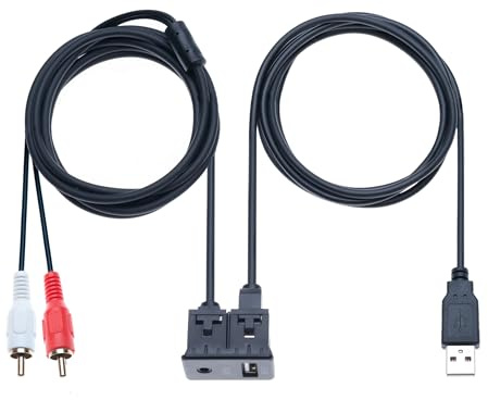 Keple Câble de Montage en Affleurement USB RCA 1M USB 2.0 Mâle vers Femelle et 2 RCA Mâle vers 3,5mm Femelle Rallonge de Tableau de Bord AUX pour Voiture Bateau Camion Yacht Moto Véhicule (1 Mètre)