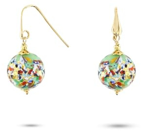 Venetiaurum - Ohrringe mit Kugeln aus Harlekin-Original-Murano-Glas und 925er-Silber - Schmuck “Made in Italy” zertifiziert