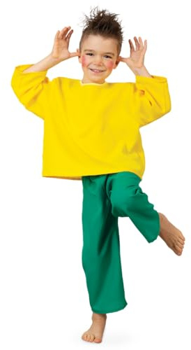 KarnevalsTeufel Kostüm Outfit Kobold-Kinderkostüm - 2-teiliges Set gelb grün Rundhalsauschnitt und Gummizug