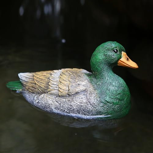 POCHY Schwimmende Enten Teich Ornament, Harzmaterial Gartenfigur, Realistische Ente Skulptur Lawn Yard Dekoration Accessorie