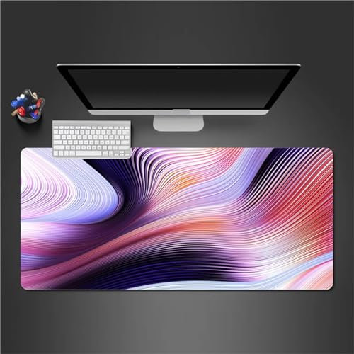 QiHon Gaming Mauspad XXL Lila Blaue Zusammenfassung Großes Mauspad Schreibtischauflage mit Vernähte Kanten Einer speziellen Oberfläche verbessert Geschwindigkeit und Präzision 600x400x3mm