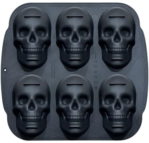 JETKONG 6 Cavity Skull Cake Pan and Silicone Skull Cakelet Mold