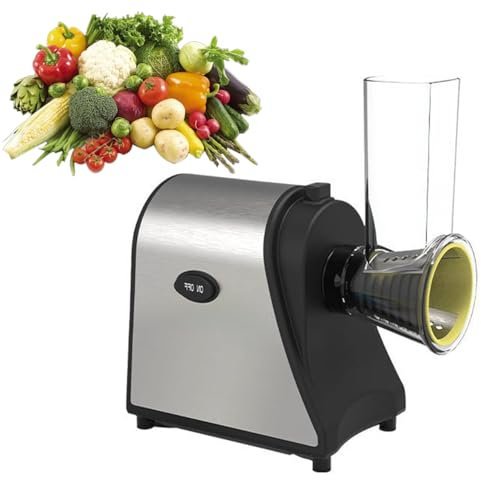 Grattugia Elettrica, Tagliaverdure Professionale da 1000 W con 5 Lame Intercambiabili in Acciaio Inossidabile, Facile da Usare, per Sminuzzare E Grattugiare Formaggio A Pasta Dura, Cioccolato, Noci