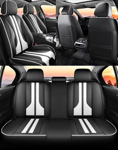NOBQUA Autositzbezüge Universal Set, Leder Autositzbezug Komplettset, Vordersitze & Rückbank，Universal Fit für die meisten PKW, SUV, Limousinen und LKW