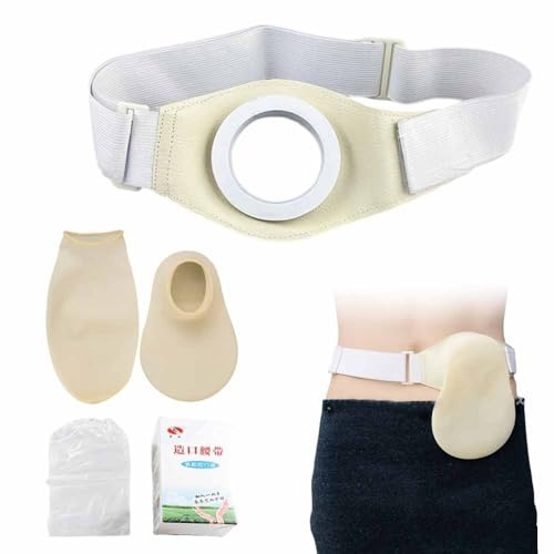 Bolsas de látex para colostomía, paquete de 2, bolsas reutilizables drenables para ostomía, ileostomía, cuidado del estoma con cinturón, soporte médico para estomas con 80 bolsas desechables de