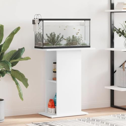 IKAYAA Aquarium Unterschrank Weiß, Aquariumständer für Aquarien, Aquarienschrank, Aquarium Tisch Holzwerkstoff 60,5x36x72,5 cm