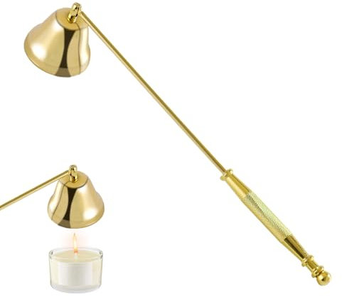 Kerzenlöscher aus Edelstahl, Dochtlöscher aus Edelstahl mit langem Griff, Sicheres Design für Kerzen, Candle Extinguisher geeignet für Hause Küche(Gold)