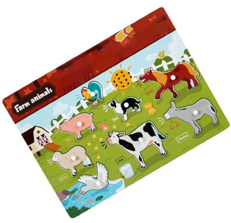 Tier-Peg-Puzzle-Spielzeug, Tierpuzzle,Cartoon-Kind-Puzzle-Spielzeug aus mit Sound - Interaktives Eltern-Kind-Spiel zur Hand-Auge-Koordination für Kinder ab 3 Jahren