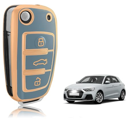 TOOMUME Funda Llave TPU, Carcasa Llave Apto para Audi A1 A3 A4 A5 A6 A8 Q2 Q3 Q5 Q7 R8 RS3 RS4 RS6 S3 S4 S6 C5 C6 B6 B7 B8 8P TT TTS Quattro Seat Exeo 3R, Cubierta Llaves Coche Mando - Flip Key
