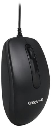 groov e Wired Optical Mouse - Computer Accessories for Laptops and PCs, Ergonomic Design, USB Connection, Compact Mouse - Black
