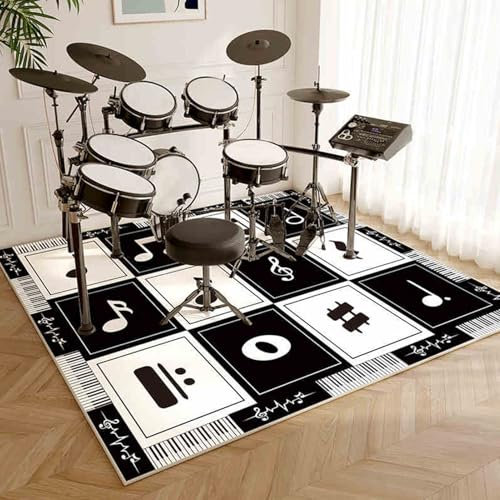 Schlagzeugteppich Schlagzeug Teppich Schallschutz Teppich rutschfest Schalldicht Drum Teppich Trommelteppich Trommel Teppich Trommelzubehör für elektrische Trommeln, Jazz-Schlagzeug-Set 120 x 80 cm