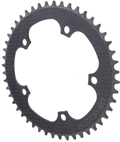 HWGING 130BCD Fahrrad-Kettenblatt, 48T Kohlefaser, 5-Loch, rund, schmal, breite Zähne, Kettenblatt für Straßenklappräder