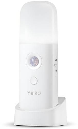 YELKO Motion Sensor Night Lights, Rechargeable nightlights Battery Operated, Dimmable Table lamp with 5 Levels Brightness Adjustable, Cordless Dimmable LED Nursery Night Lights for Home(Cool White)