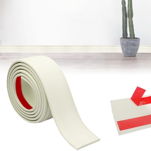 Battiscopa morbidi autoadesivi, 100 mm x 11 mm, 5 m, battiscopa flessibile NBR, listello decorativo, facile da tagliare, per soggiorno, bagno, cucina (bianco 2 m)