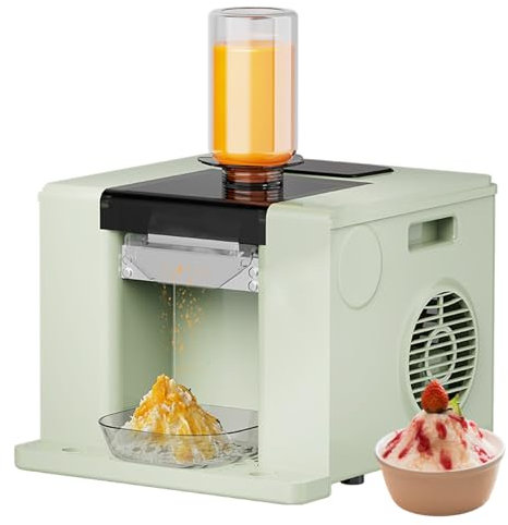 Máquina De Hielo Picado Profesional, Limpieza Con Simple Presión, Trituradora De Hielo Eléctrica, Con Barril De 750 Ml Y Bandeja De Recepción Separada, 60 Kg/Día, Para Hielo De Leche, Verde