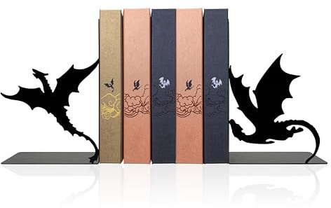 Fourth Dragon Bookends with Fantasy Wing Design, Dark Academia Shelf Decor | Fourth Book organizer, fantasy library, reading corner, gothic style, dragon lovers, 4th Merch for Fans, Gifts for 4th Lovers