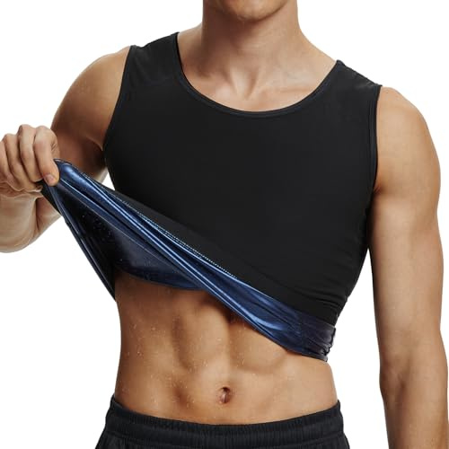 Kiiwah Gilet de Sueur de Sauna pour Hommes, Débardeur Sudation Sport Homme Transpirant Gilet de Minceur Fitness T-Shirt pour Entraînement Mise Forme, Cardio, Entrainement DEndurance