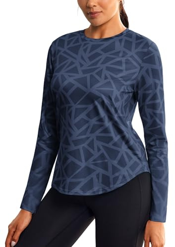 PINSPARK Sportshirt Damen Langarm Schnelltrocknend Funktions Sport Oberteile Yoga Fitness Laufshirt Leichtes Atmungsaktiv Sport Top Dunkelblau M