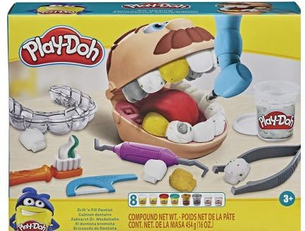 Coffret Pate a Modeler : Le Dentiste + 8 Pots pour Play-doh - Set Enfant Loisir créatif Version française + Carte Tigre