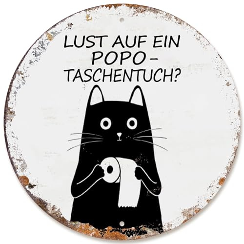 Schwarze Katze Blechschilder, Lustige Blechschilder mit Sprüchen, Wetterfestes Metallschild, Retro-Wanddekoration für Badezimmer/Toilette, Katze Geschenk für Katzenliebhaber