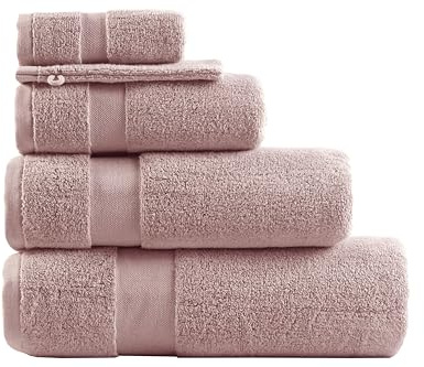 Cosy & Trendy Set di 4 guanti da bagno in cotone, 650 g, rosa, 16 x 21 cm