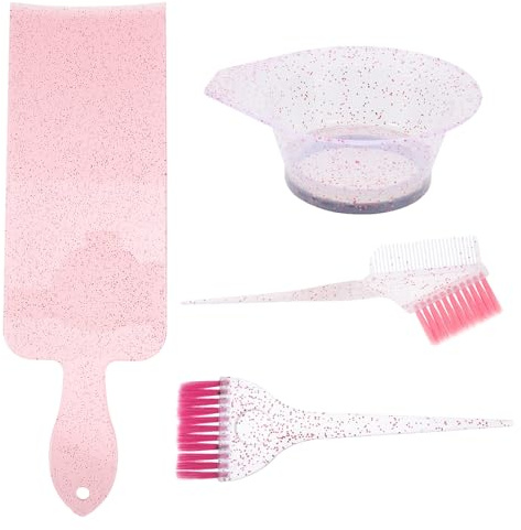 KICHOUSE Juego de Pinceles y Cuenco para Teñir el Cabello, Set para Mezclar Tinte, Material Pp Resistente, Color Rosa, Kit para Uso Profesional y Doméstico, Utensilios para Coloración