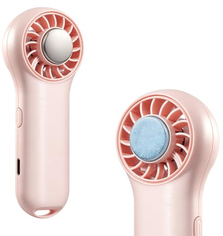 Winwj Handheld Fan with Active Ice Cooler, Portable Fan 20000 RPM High Speed, Hand Held Fans 20.5H Long Runtime, 4 Speeds USB Fan Rechargeable Mini Fan for Travel, Outdoor, Home & Office - Pink