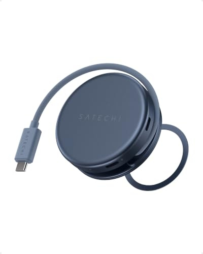 SATECHI OntheGo Hub USB C Magnético 5 en 1, PD 60W, HDMI 4K, Índigo | Cable enrollable incorporado, montaje magnético, 4K@60Hz, lector SD, USB-C/USB-A 5Gbps, para MacBook, iPad, Windows y más