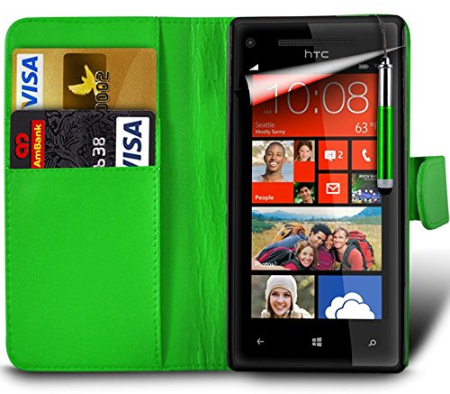 London Gadget Store Vodafone Smart Turbo 7 / VFD 500 Premium PU Leather Wallet Flip Skin Case Cover in GREEN with RETRACTABLE Capacitive Stylus Touch Screen Pen