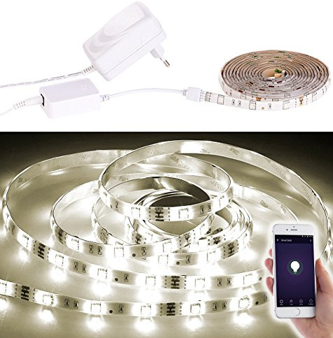 Luminea LED Streifen 2 Meter: WLAN-LED-Streifen, 2m, warmweiß, Amazon Alexa & Google Assistant komp. (Band 2 Meter, Lichtband 2, Regal)