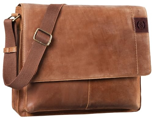 STILORD Athos Businesstasche Leder Herren Damen 15,6 Zoll Laptoptasche Messenger Bag Vintage Umhängetasche viele Fächer & groß Elegante Aktentasche aus echtem Leder Farbe:taranto - braun