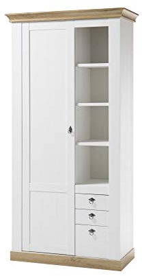 Beauty.Scouts Stauraumelement Côte d’Azur, Pinie weiß/Wotan Eiche NB, 102 x 204 x 44 cm, Schrank, Wohnzimmer, Wohnzimmerschrank, Wohnzimmermöbel