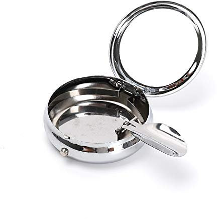 HUANDA Taschenaschenbecher Edelstahl Aschenbecher rauchfreie Aschenbecher Edelstahl Tablett Mini tragbare Auto Asche