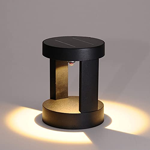 WRMING 15W LED Außen Pollerleuchte Solar Gartenlampe Anthrazit Sockelleuchte IP65 Wasserdicht Design Wegeleuchte Garten-Lampe Strahler 3000k Warmeslicht Aluminium Einfahrt Solarlichter, H20cm