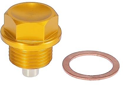X AUTOHAUX Magnetische Ölablassschraube Mit Dichtung Für Ölwechsel | 1 Satz, Goldton, Größe: 28 x 25 mm, Gewinde: M18 x 1,5, Material: Aluminiumlegierung, Anwendung: Ölwechsel Für Ölwanne