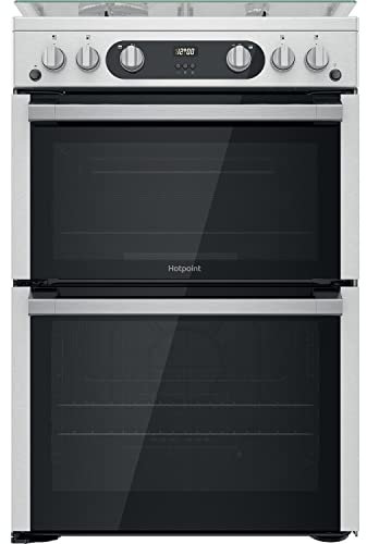 Hotpoint 60cm Double Oven Gas Cooker - Stainless Steel
