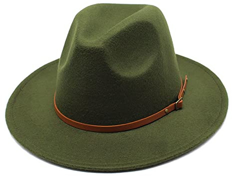 QBQZXAOSOWH Fedora Trilby Grüner Filzhut Hut Mit Breiter Krempe Männer Und Frauen Filzhut Panama Jazz Fedora