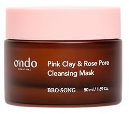 Ondo Beauty 36.5 PINK CLAY ROSE PORE CLEANSING MASK, Tiefenreinigende Gesichtsmaske mit rosa Ton & Rosenwasser für verfeinerte Poren & strahlende Haut, 50g