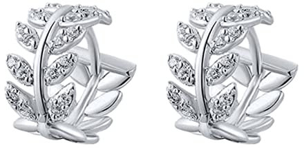 Bishilin Ohrringe Damen 925 Silber, Creolen Blätter mit Zirkonia Silber Ohrringe Jugendstil für Mädchen