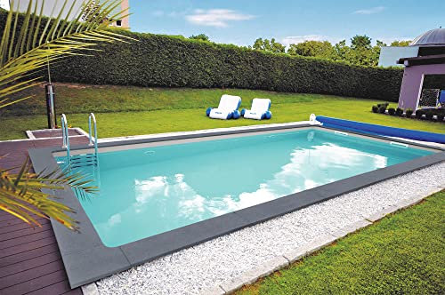 KWAD Styropor Pool Gran Canaria mit Edelstahlleiter 800 x 400 x 150 cm grau