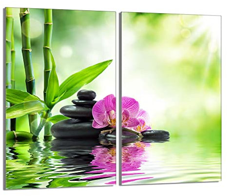 Herdabdeckplatten 2-Teilig 2x30x52 cm Ceranfeldabdeckung Küche Elektroherd Induktion Herdschutz Spritzschutz Glasplatte Schneidebrett aus Gehärtetem Glas, Orchidee Violett