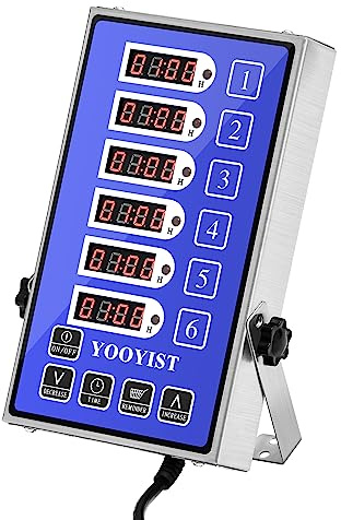 YOOYIST Precision Kitchen Timers for Cooking – 6 Channel Commercial Kitchen Timer Restaurant Kitchen Supplies – Stainless Steel Digital LED Chef Cooking Timer – Reminder Function, Loud Alarm, Blue