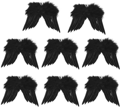 minkissy Weihnachtsschmuck 8 Stück Flügel Schwarze Dekoration Schwarze Kunststoffflügel Ornamente Weihnachtsflügel Anhänger Mini-Puppenkostüm Weihnachtsbaum Zum Aufhängen Schmücken
