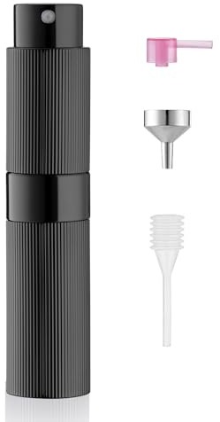 LISAPACK 8ml Perfume Atomizer Spray Bottle, 1pcs Travel Cologne Sprayer Refillable, Empty Mini Portable Perfume Dispenser (Black)