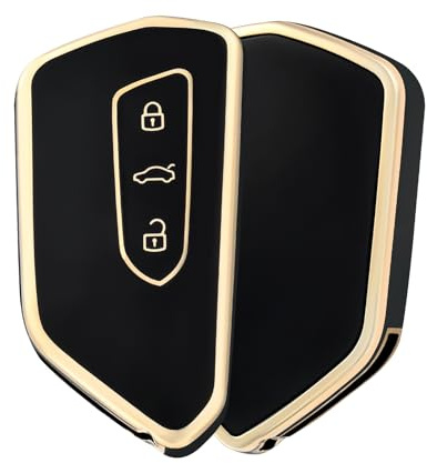 OFF WE GO Schlüsselhülle Cover für VW Golf 8 Skoda Octavia Cupra Formentor | Autoschlüssel Hülle für ID.3 ID.4 ID.5 Seat Leon MK4 Tarraco Ateca Cupra Born 3 Tasten Auto Schlüssel Hülle Signalfreundlich